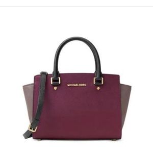 Michael Kors Selma Medium Top Zip Satchel Handbag Shoulder Bag
